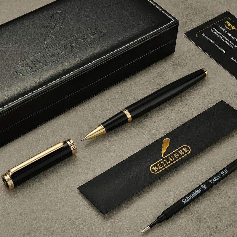 BEILUNER Luxury Rollerball Pen,24K Gold Trim,Noble and Elegant Designs,Schneider Ink Refill, Best Roller Ball Pen Gift Set for Men & Women, Professional, Executive Office, Nice Pens - Image 2
